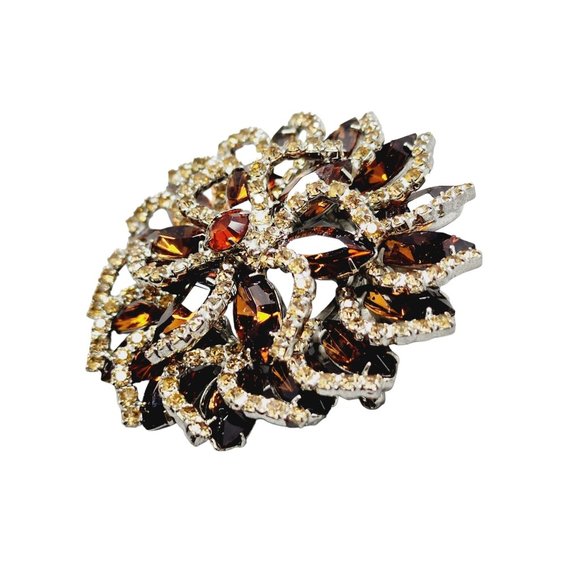 Spectacular Vintage Rhinestone Blingy Pinwheel Brooch (A1353) - Picture 3 of 6